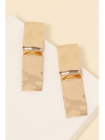 ANARCHY STREET - Wavy Metallic Rectangle Sheet Drop Earrings GOLD
