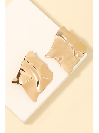 ANARCHY STREET - Wavy Metallic Square Sheet Drop Earrings GOLD