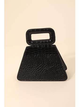 ANARCHY STREET - Faux Alligator Skin Triangle Hand Bag BLACK