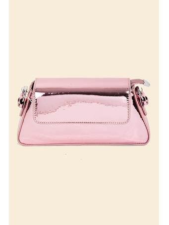 ANARCHY STREET - Reflective Metallic Faux Leather Hand Bag PINK