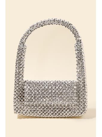 ANARCHY STREET - Faceted Beaded Mesh Hand Bag SILVER