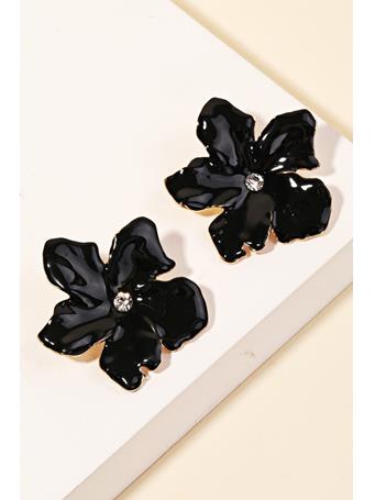 ANARCHY STREET - Enamel Flower Stud Earrings BLACK