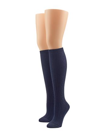HUE - Cable Super Soft Knee Sock NAVY