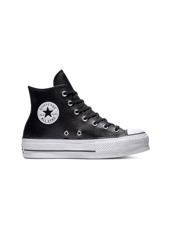 CONVERSE - CHUCK TAYLOR ALL STAR PLATFORM LEATHER HIGH-TOP BLACK/BLACK/WHITE