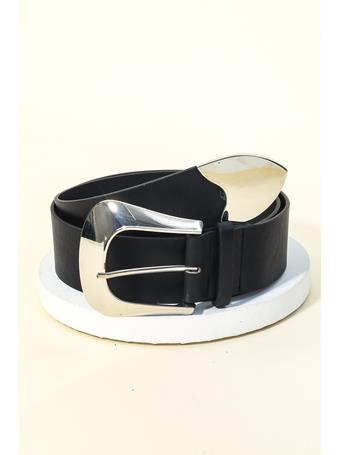 ANARCHY STREET - Simple Buckle Faux Leather Belt SILVER BLACK