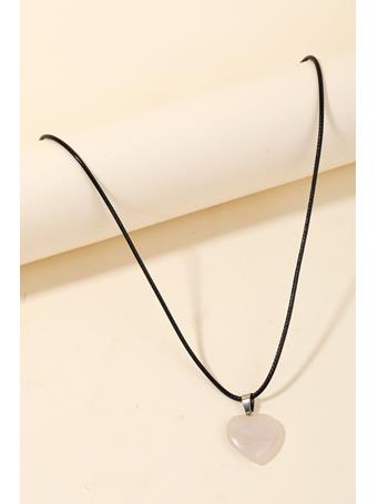 ANARCHY STREET - Gray Heart Stone Pendant Necklace RED