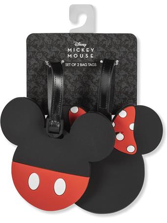 DISNEY - Mickey & Minnie Mouse Black and red 2 Piece Luggage Tags NO COLOR