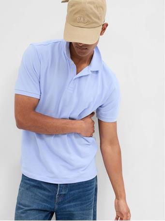 GAP - Stretch Pique Polo Shirt BLUE CRYSTAL
