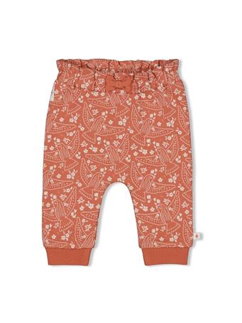 FEETJE - SENDING LOVE Allover Print Brushed French Terry Fashion Pant BRIQUE RUST