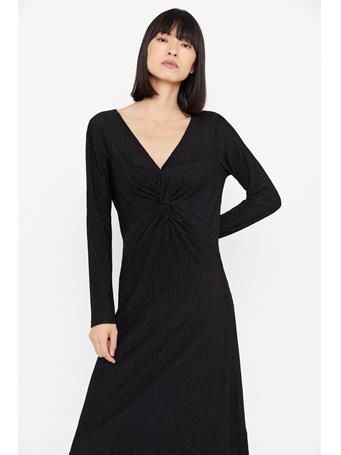 CORTEFIEL - Knot Pleated Dress BLACK