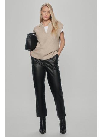 PEDRO DEL HIERRO - Straight Leather Effect Trousers BLACK