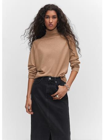 MANGO - Fine-Knit Turtleneck Sweater MEDIUM BROWN