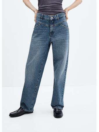 MANGO - High-waist Wideleg Jeans With Seams MEDIUM BLUE