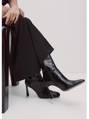 MANGO - Coco Leather-effect Heeled Ankle Boots BLACK