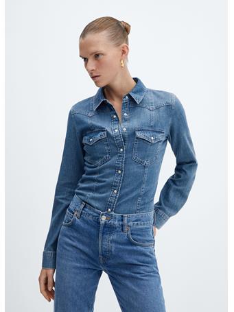 MANGO - Chest-pocket Denim Shirt MEDIUM BLUE