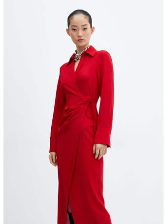MANGO - Wrap Shirt Dress BRIGHT RED
