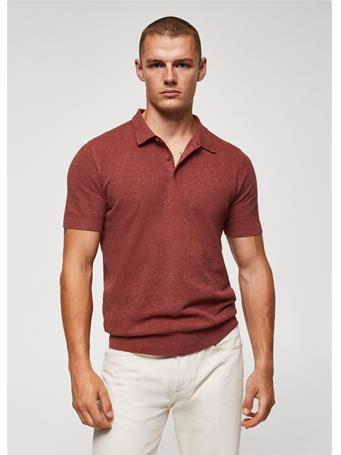 MANGO - Structured Knit Cotton Polo DK RED