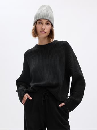 GAP - CashSoft Shaker-Stitch Relaxed Sweater BLACK