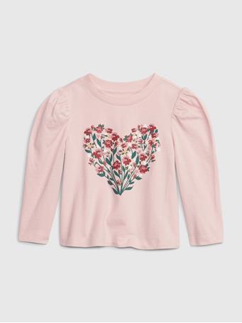 GAP - babyGap Organic Cotton Mix and Match Puff Sleeve Graphic T-Shirt PINK STANDARD