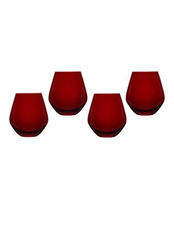 GODINGER GROUP - Meridian Stemless Red Wine Glass, Set of 4 RED