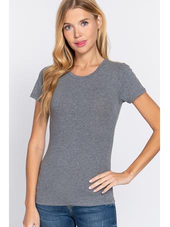 ACTIVE BASIC - Cotton Spandex Jersey Crew Neck H GREY
