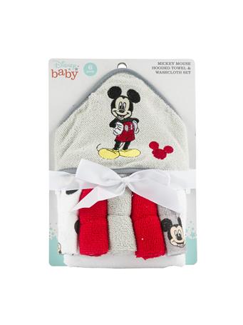 DISNEY - Mickey Mouse Hooded Towel and Washcloth RED