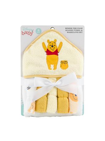 DISNEY - Winnie the Pooh Hooded Towel and Washcloth YELLOW