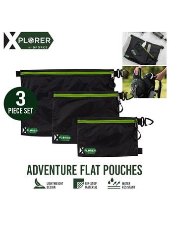 G-FORCE - 3pc Water Resistant Adventure Flat Pouches BLACK