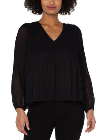 LIVERPOOL JEANS - Pleated Long Sleeve Blouse BLACK