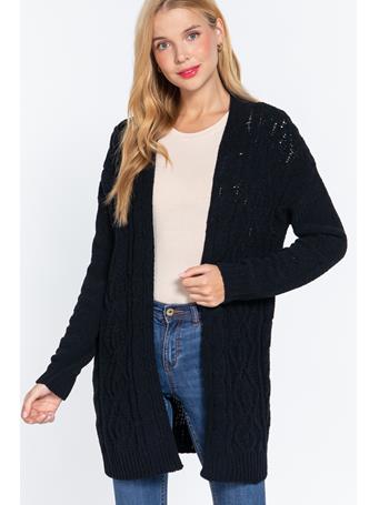 ACTIVE BASIC - Chenille Sweater Cardigan BLACK