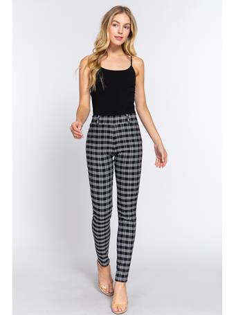 ACTIVE BASIC - Jacquard Bengaline Long Pants BLACK/WHITE