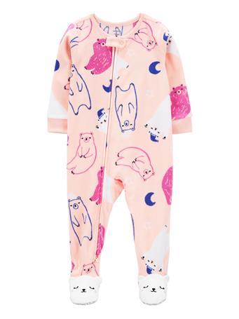 CARTER'S - 1-Piece Moon Bear Fleece Footie Pajamas PINK