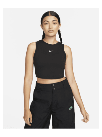 NIKE - Sportswear Chill Knit Women's Tight Cropped Mini-Rib Tank Top BLACK/(SAIL)