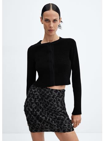 MANGO - Ruched Lurex Skirt BLACK