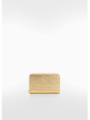 MANGO - Textured Wallet With Embossed Logo GOLD