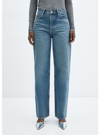 MANGO - Mid-Rise Straight Jeans DARK BLUE