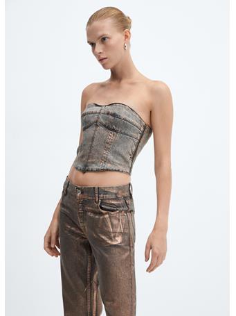 MANGO - Denim Foil Top RUST - COPPER