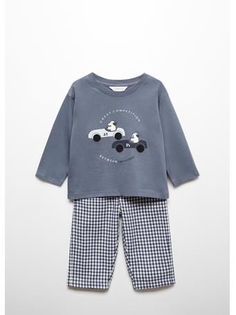 MANGO - Cotton Printed Long Pajamas MED BLUE