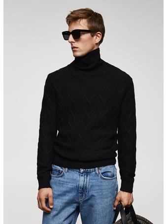 MANGO - Structured Wool Sweater BLACK