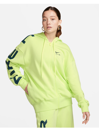 NIKE - Sportswear Air Women's Full-Zip Oversized Fleece Hoodie LT LEMON TWIST/(DEEP JUNGLE)