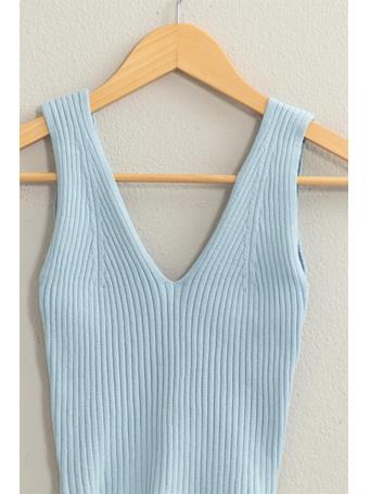 DOUBLE ZERO - Ribbed Knit Tank Top BABY BLUE