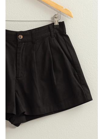 DOUBLE ZERO - High Waist Pleated Shorts BLACK