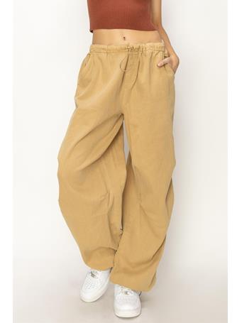 DOUBLE ZERO - Mid Rise Parachute Pants SAND