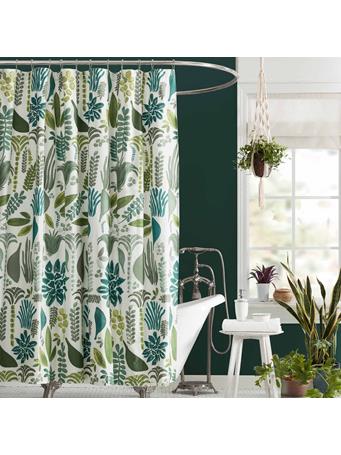 JUNGALOW - Jardin Shower Curtain WHITE/GREEN