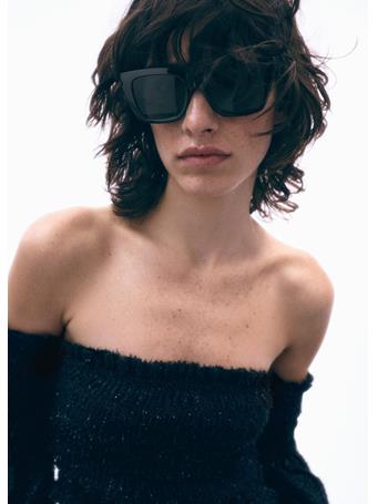 MANGO - Squared Frame Sunglasses BLACK