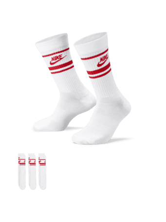NIKE - Sportswear Dri-FIT Everyday Essential Crew Socks (3 Pairs) WHITE/UNVRED/(UNIVERSITY RED)