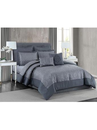 PEM AMERICA - 5th Avenue Lux Coventry Luxury 7 Piece Comforter Set, King CHARCOAL GREY