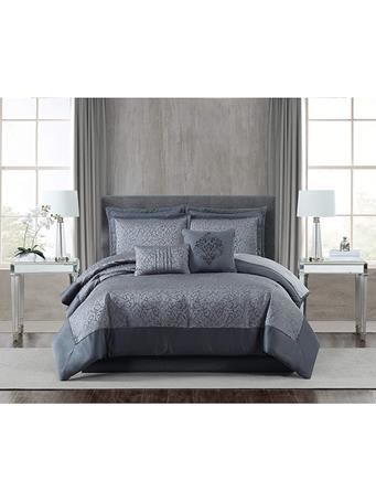 PEM AMERICA - Coventry 7-Piece Charcoal Grey Queen Comforter Set CHARCOAL GREY