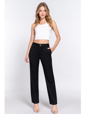 ACTIVE BASIC - Straight Fit Twill Long Pants BLACK
