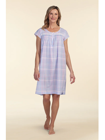 MISS ELAINE - Short Gown 499 Blue/Pink Multi Plaid
